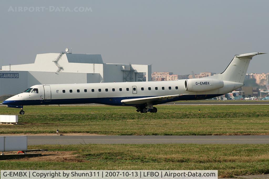 G-EMBX, 2002 Embraer EMB-145EU (ERJ-145EU) C/N 145573, Taxiing holy point rwy 332R for departure