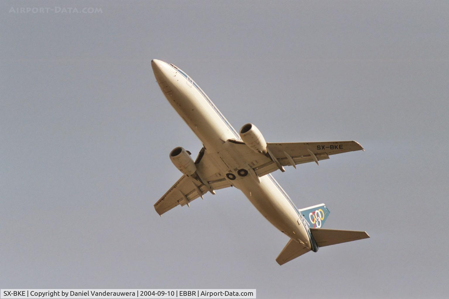 SX-BKE, 1991 Boeing 737-484 C/N 25417/2160, flight OA146 is taking off from rwy 25R