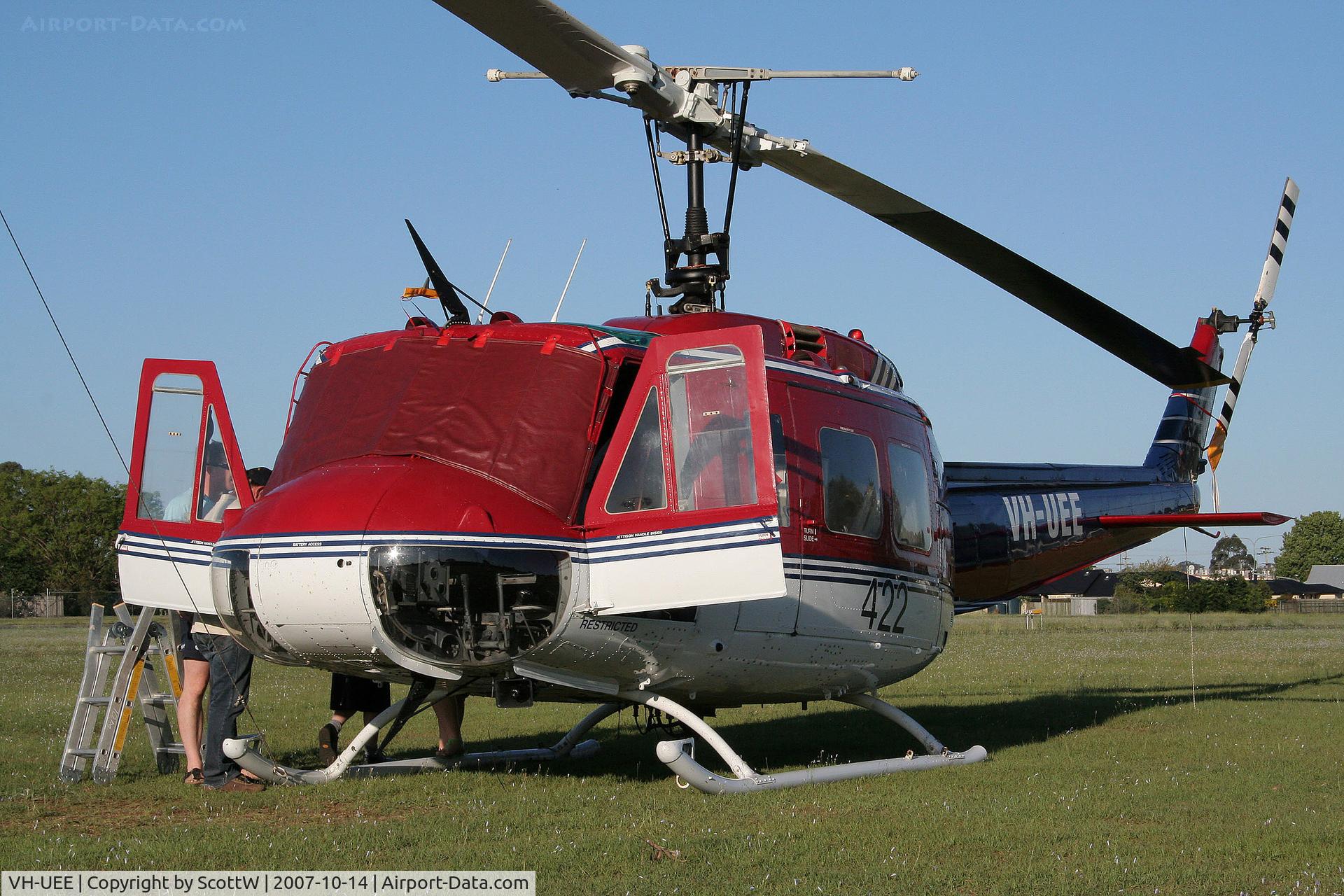 VH-UEE, 1966 Bell UH-1H Iroquois C/N 5427, late afternoon shot of this civi huey-Toowoomba