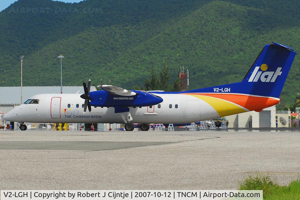 V2-LGH, 1990 De Havilland Canada DHC-8-311 Dash 8 C/N 242, Close-up of LIAT parking on the new ramp