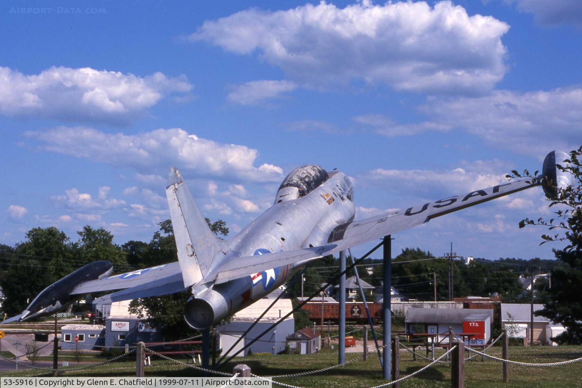 53-5916, 1953 Lockheed T-33A-1-LO Shooting Star C/N 580-9392, T-33A at the Veteran's Memorial in Cedar Rapids, IA