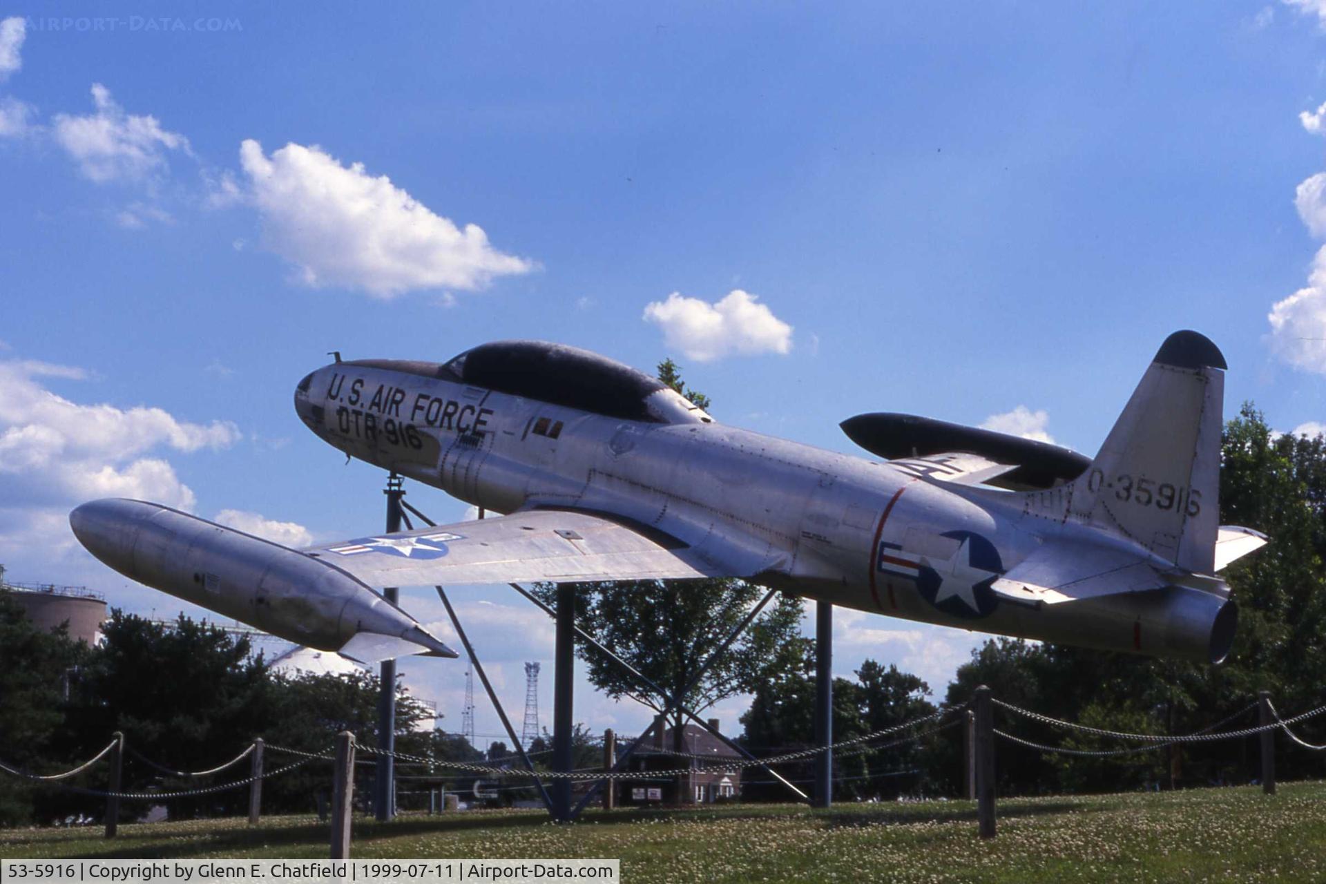 53-5916, 1953 Lockheed T-33A-1-LO Shooting Star C/N 580-9392, T-33A at the Veteran's Memorial in Cedar Rapids, IA