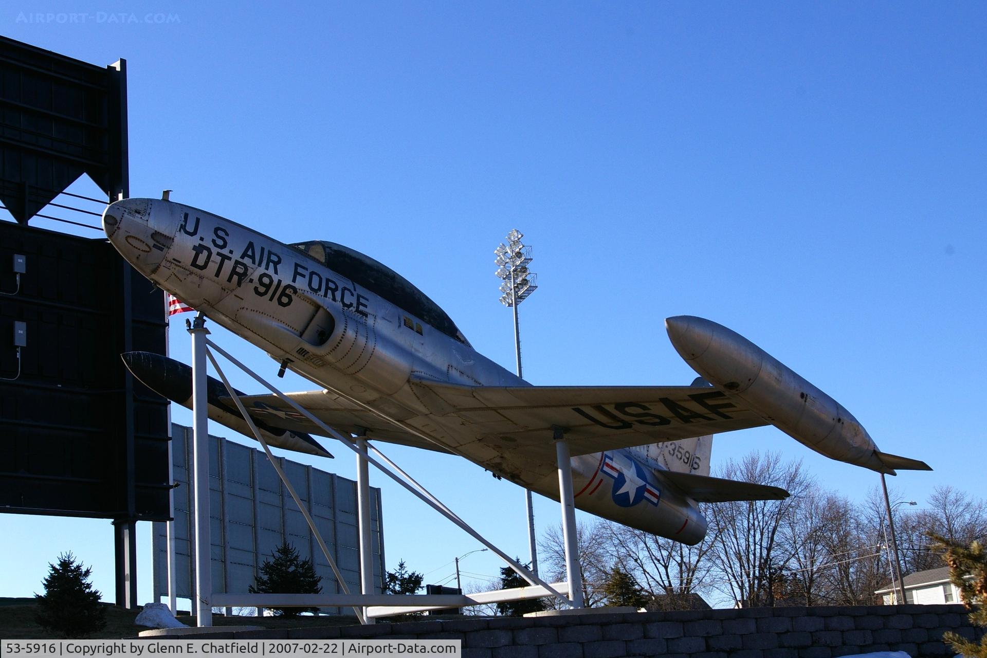 53-5916, 1953 Lockheed T-33A-1-LO Shooting Star C/N 580-9392, T-33A at the Veteran's Memorial in Cedar Rapids, IA