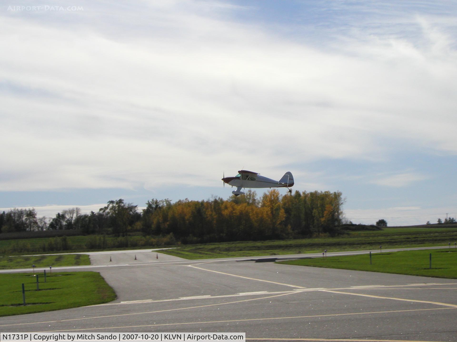N1731P, 1954 Piper PA-22 C/N 22-2521, Departing Runway 12.