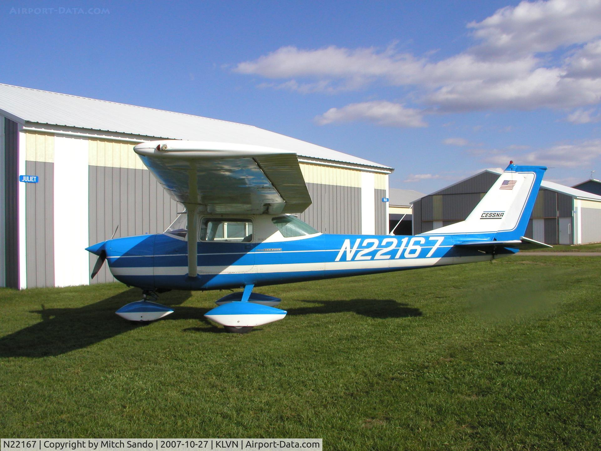 N22167, 1967 Cessna 150H C/N 15068112, Parked at Airlake.