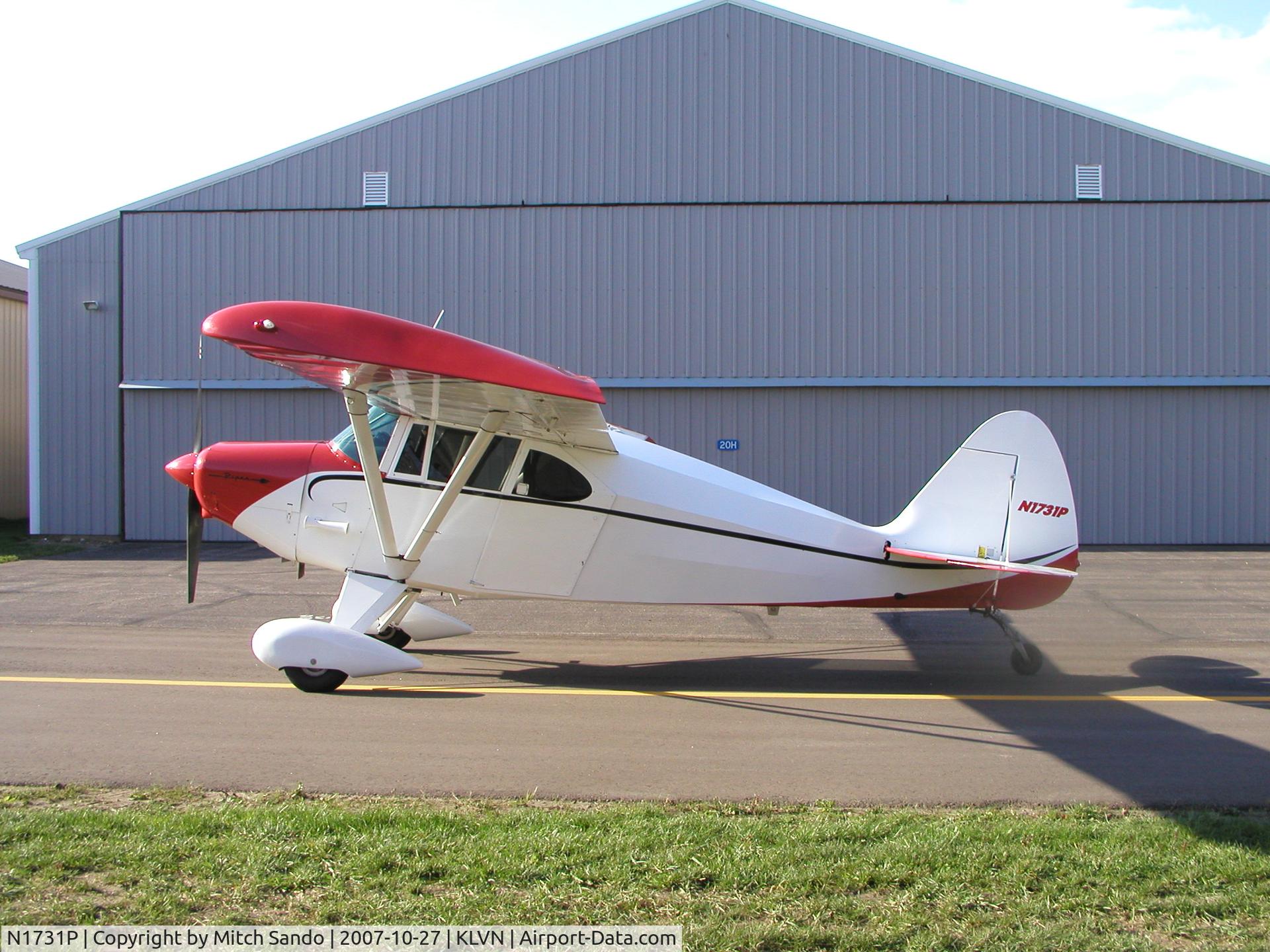 N1731P, 1954 Piper PA-22 C/N 22-2521, Parked outside the hangar.