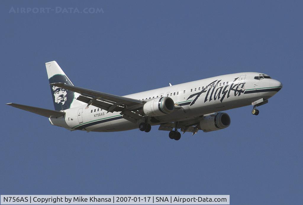 N756AS, 1992 Boeing 737-4Q8 C/N 25097, Alaska B737-4Q8 on short final