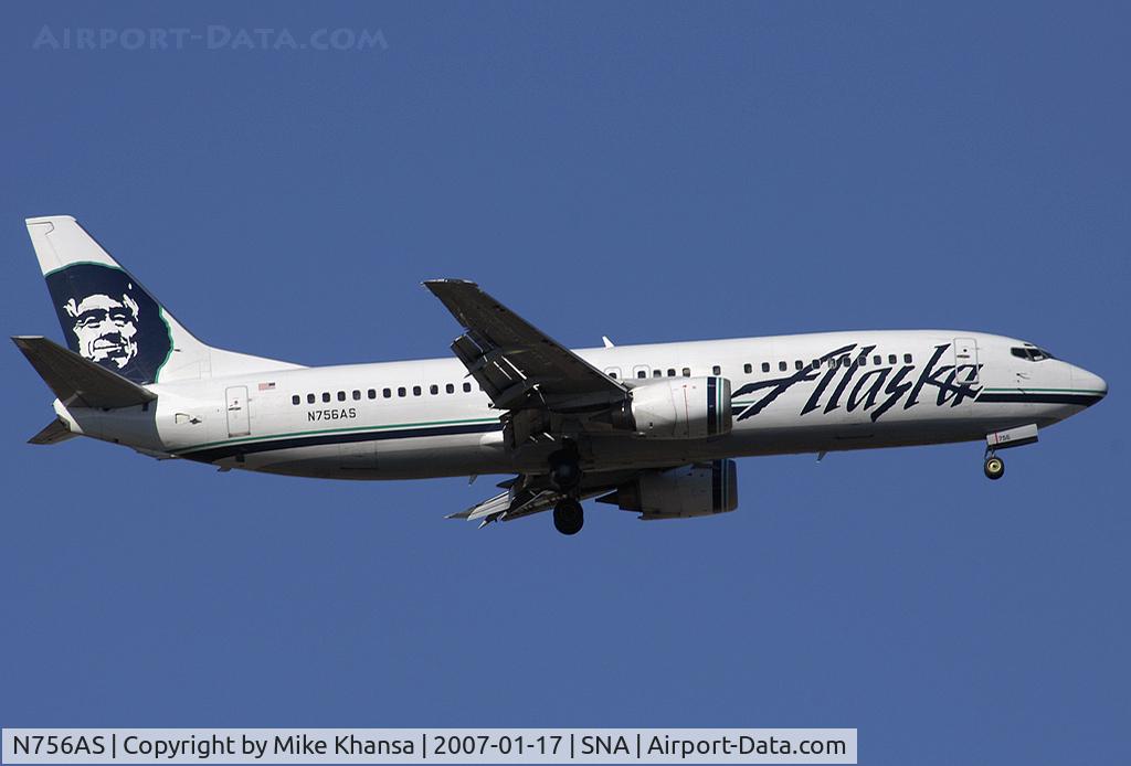 N756AS, 1992 Boeing 737-4Q8 C/N 25097, Alaska B737-4Q8 on short final