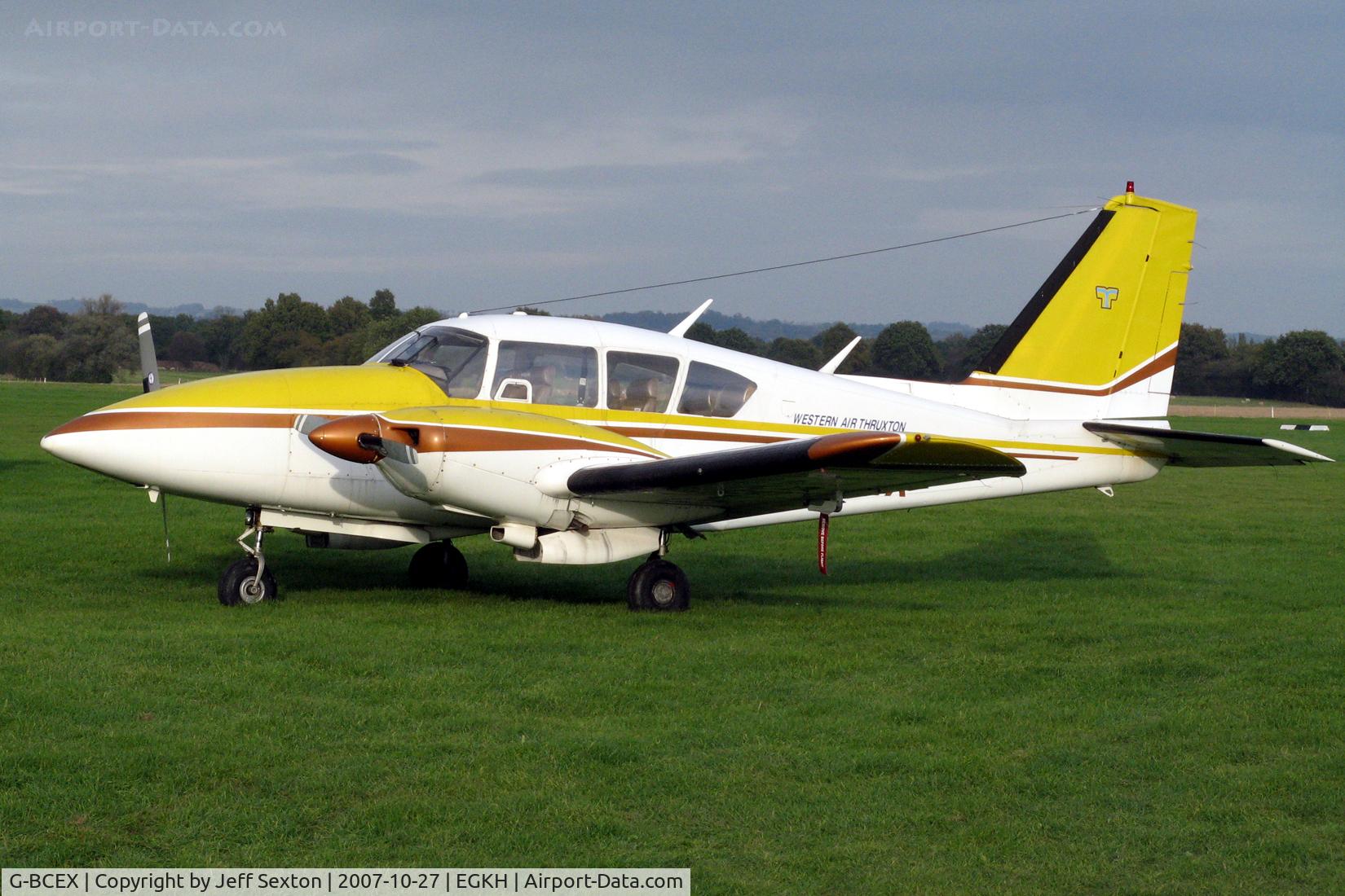 G-BCEX, 1973 Piper PA-E23-250 Aztec C/N 27-7305024, Headcorn Flight-line