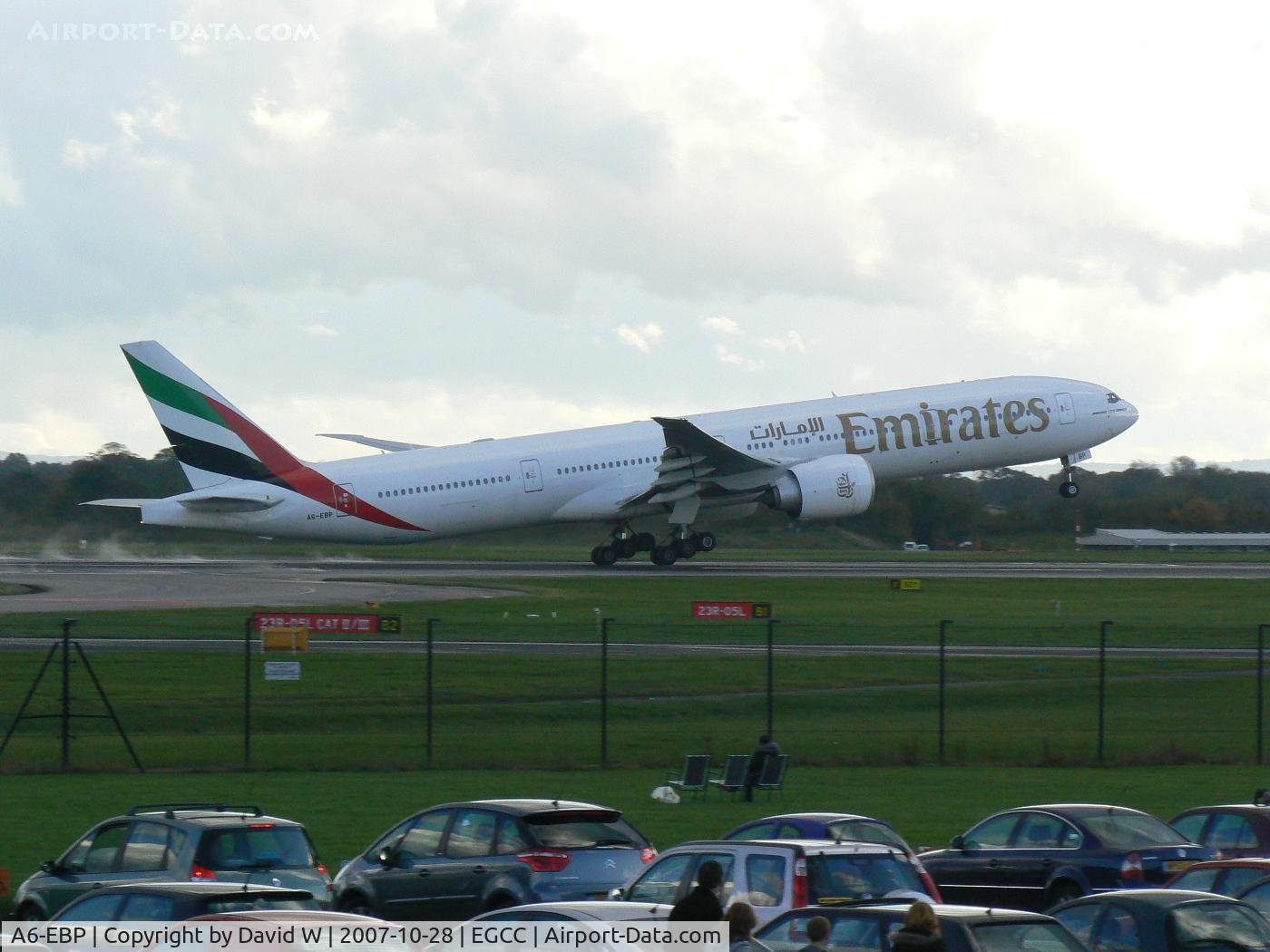 A6-EBP, 2006 Boeing 777-31H/ER C/N 32710, Taking off at Manchester.
