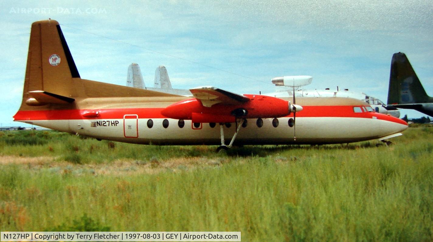 N127HP, 1959 Fairchild F-27A C/N 33, In Hawkins and Power colours at Greybull