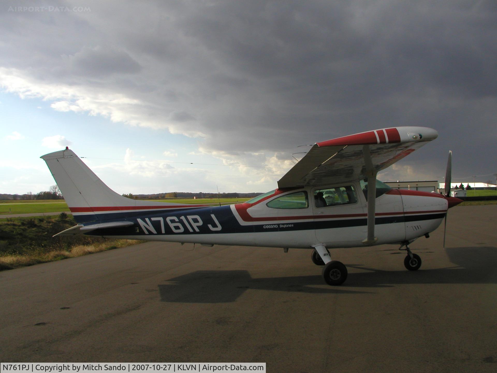 N761PJ, 1976 Cessna 182P Skylane C/N 18264787, Parked on the ramp at Airlake.