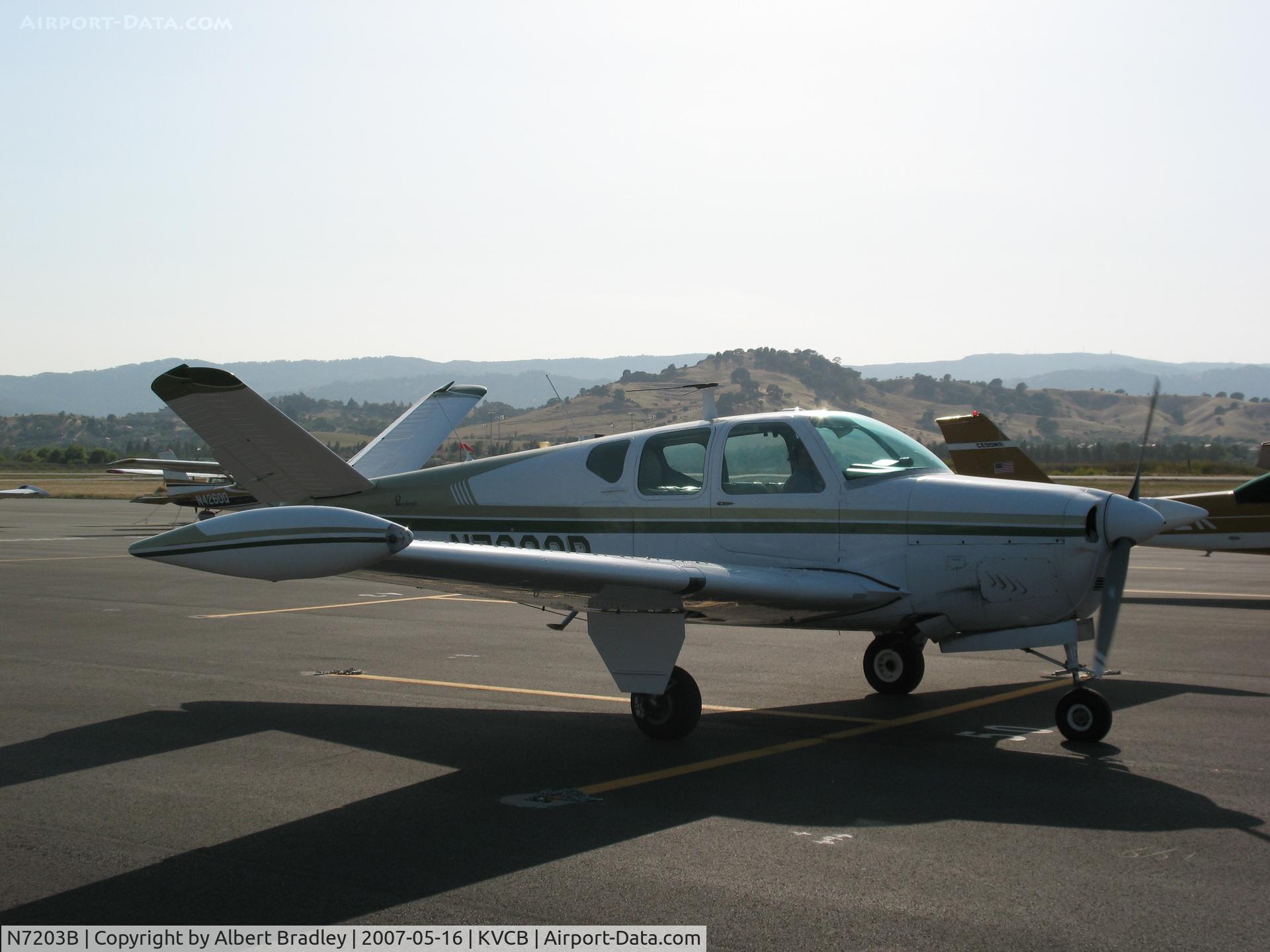 N7203B, 1958 Beech J35 Bonanza C/N D-5507, The Green Banana just after landing.