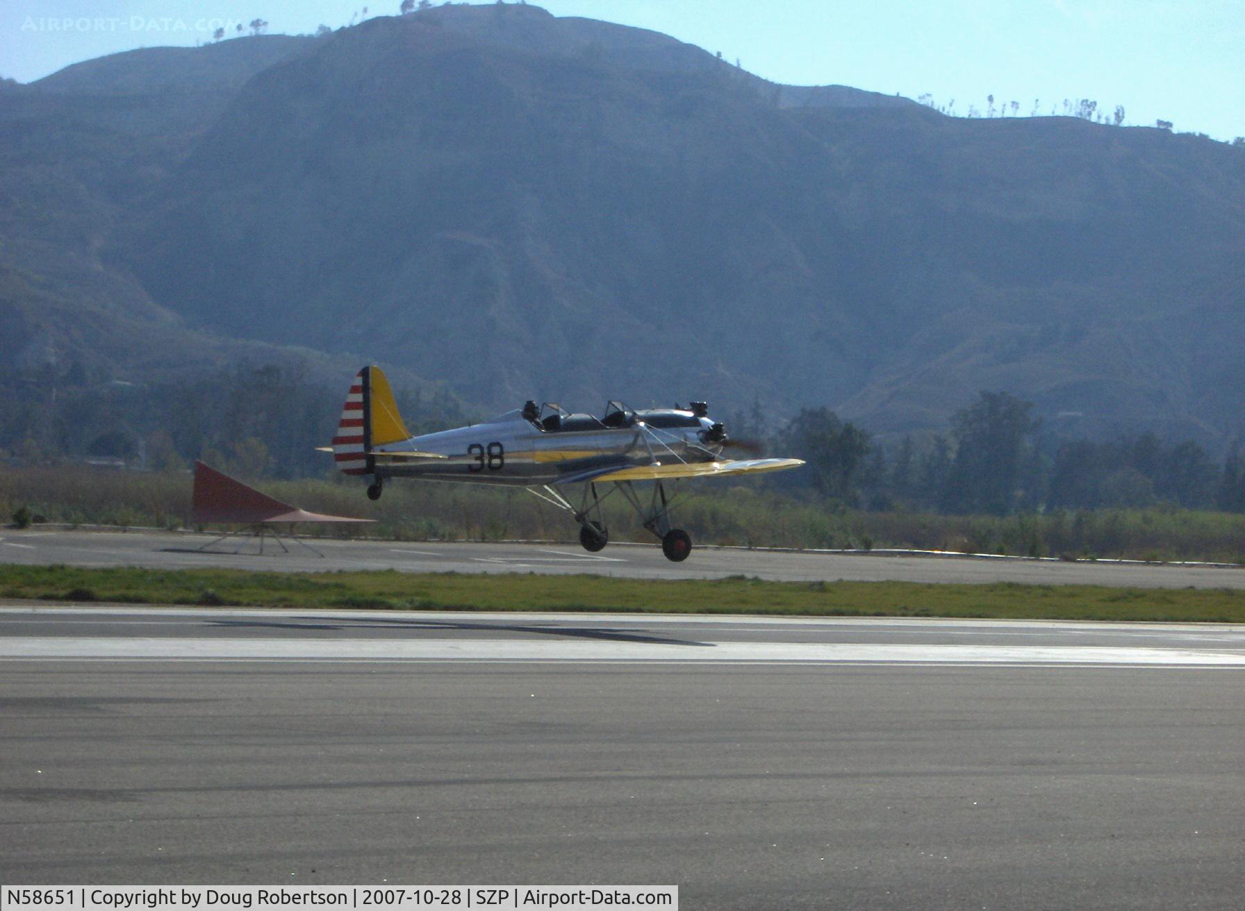 N58651, 1941 Ryan PT-22 Recruit (ST3KR) C/N 1426, 1941 Ryan Aeronautical ST-3KR as PT-22, Kinner R5 160 Hp radial, takeoff Rwy 22