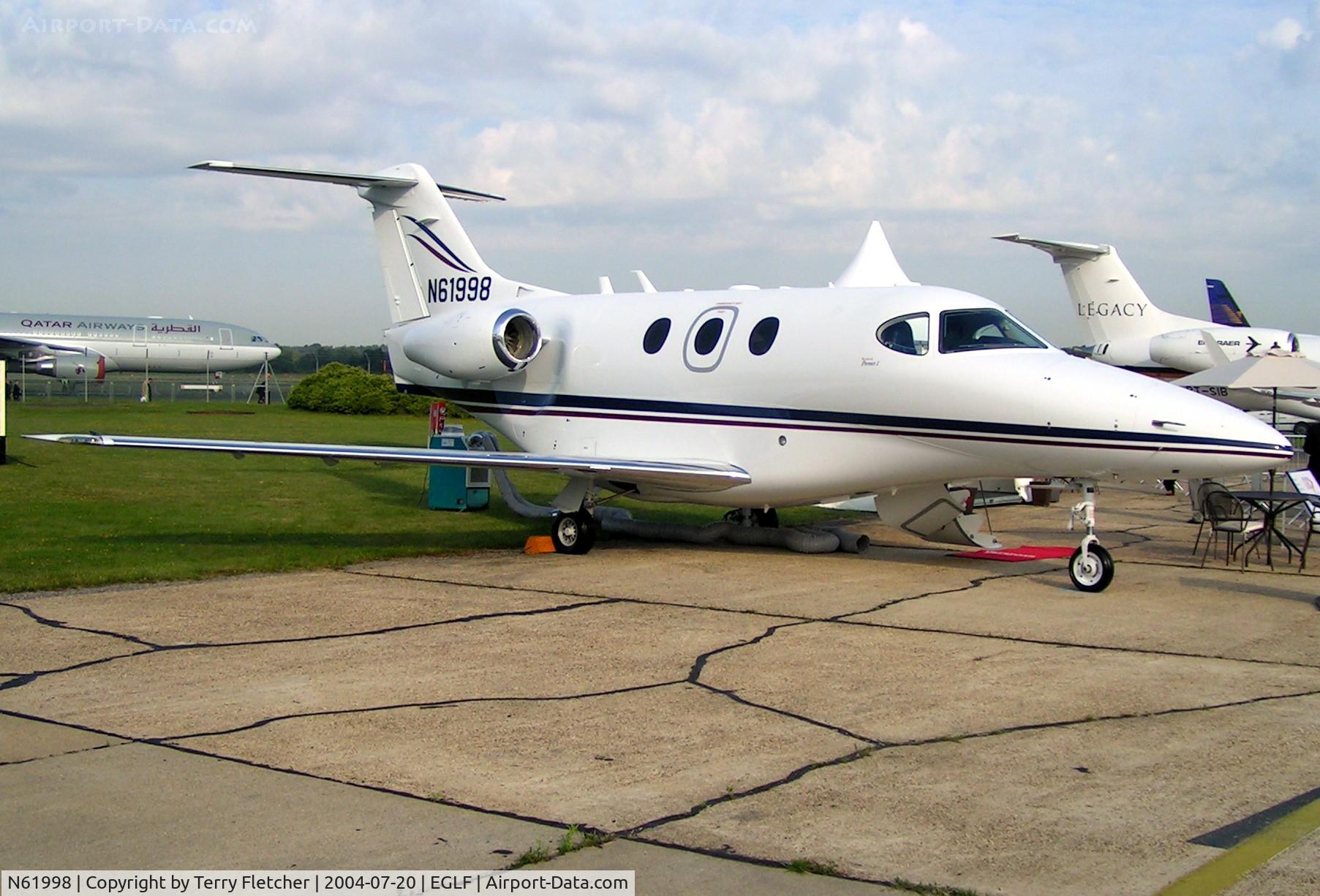 N61998, Progressive Aerodyne Searey C/N 1MK335C, These marks were previosly worn by Raytheon RB-390 at Farnborough Air Show in 2004
