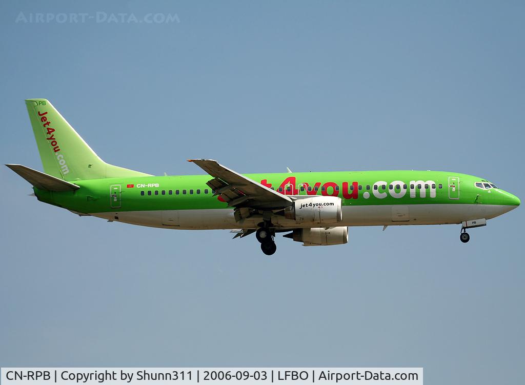 CN-RPB, 1991 Boeing 737-4B3 C/N 24751, Landing rwy 14R
