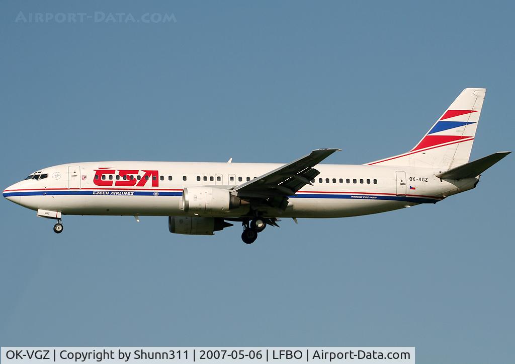 OK-VGZ, 1990 Boeing 737-4K5 C/N 24769, Landing rwy 32L