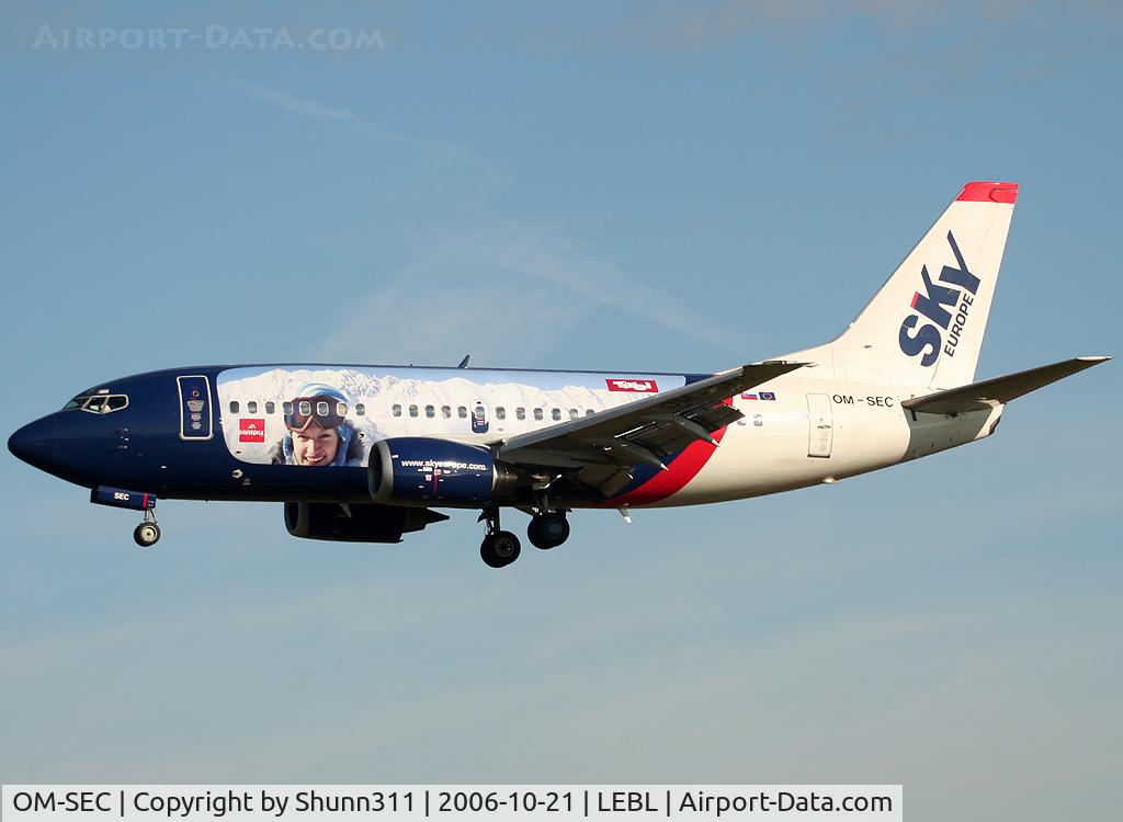 OM-SEC, 1992 Boeing 737-5Y0 C/N 25288, Landing rwy 25L