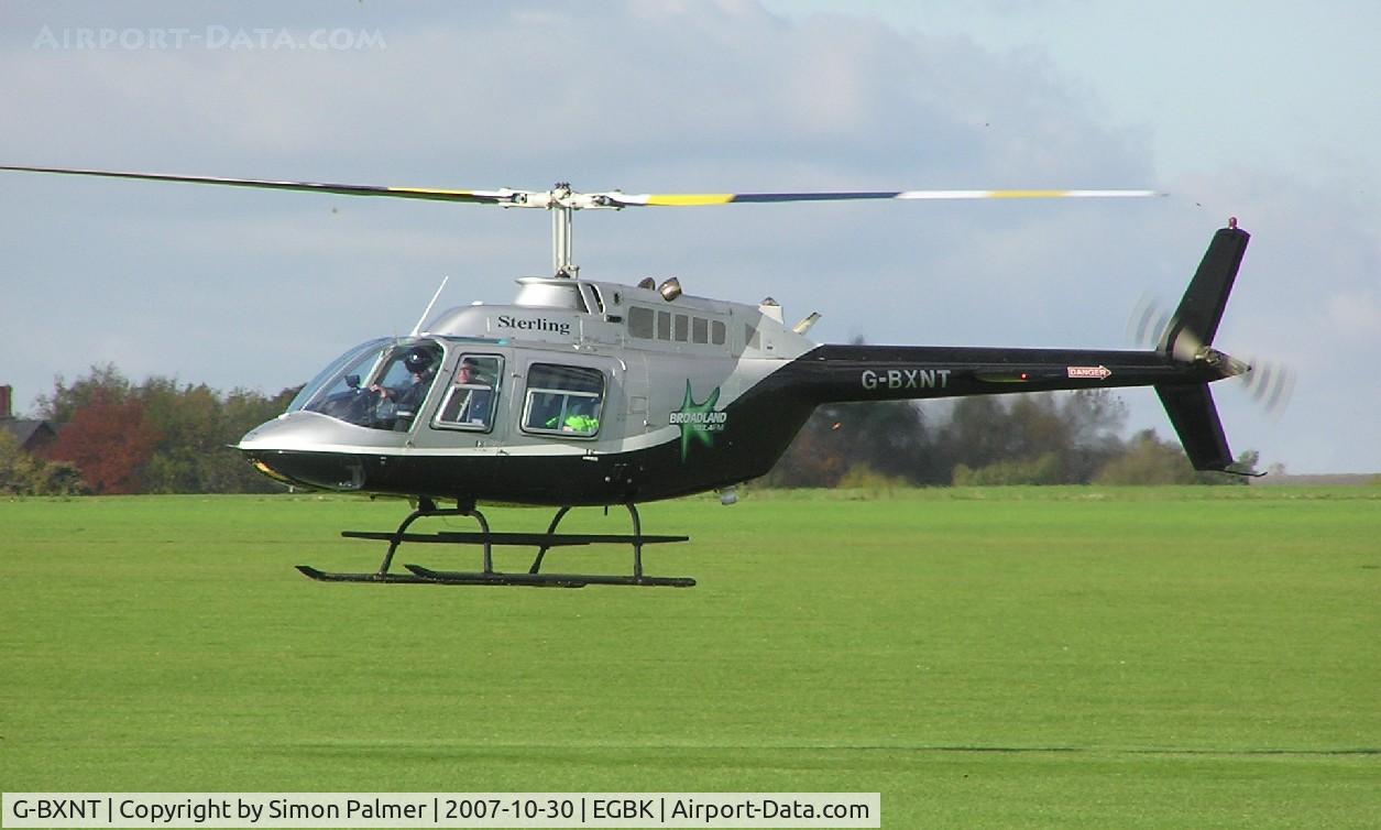 G-BXNT, 1977 Bell 206B JetRanger III C/N 2398, Jet Ranger landing at Sywell