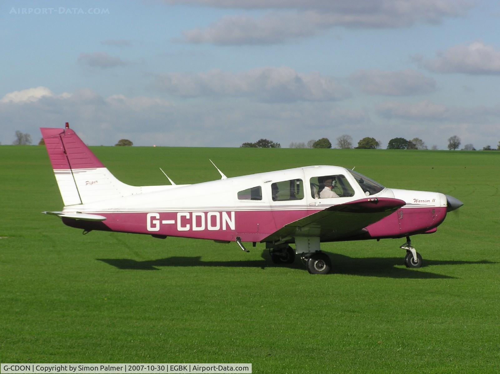 G-CDON, 1982 Piper PA-28-161 Cherokee Warrior II C/N 28-8216185, PA-28 visiting Northampton