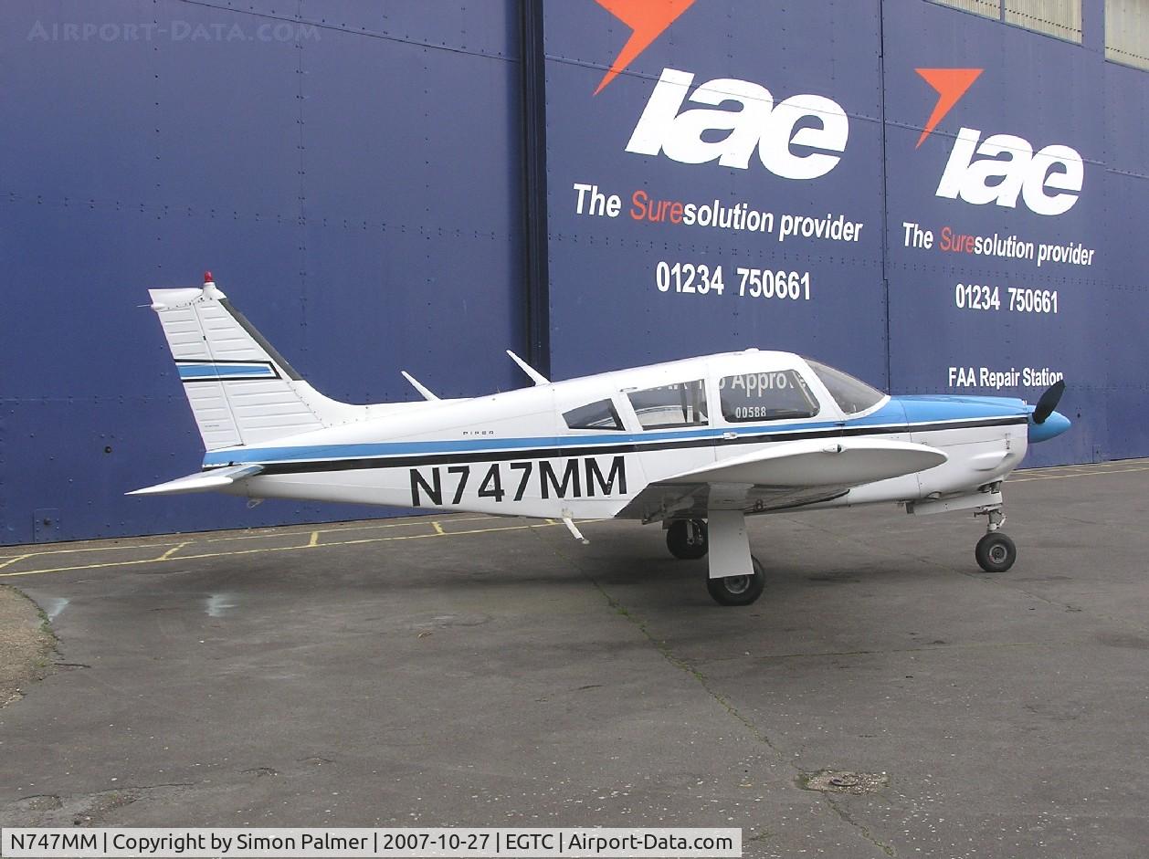 N747MM, 1973 Piper PA-28R-200 Cherokee Arrow II C/N 28R-7335445, Cherokee at Cranfield