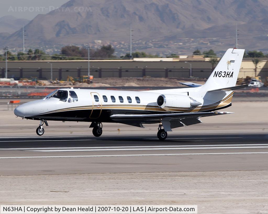 N63HA, 1986 Cessna S550 Citation IIS C/N S550-0119, Hawkins Aviation LLC 1986 Cessna 550 Citation II N63HA from McClellan-Palomar (KCRQ) landing RWY 25L.