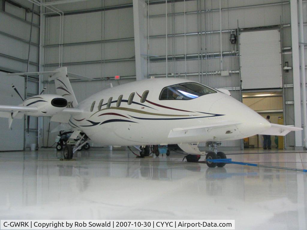 C-GWRK, 2003 Piaggio P-180 Avanti C/N 1061, Inside the Corporate Jet Express hangar.