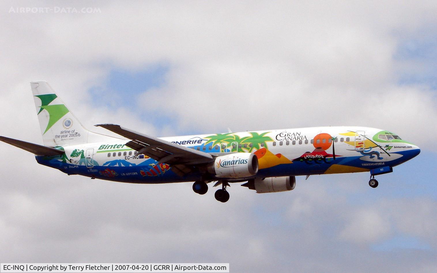 EC-INQ, 1992 Boeing 737-4Q8 C/N 25169, Binter's colouful B737 logojet