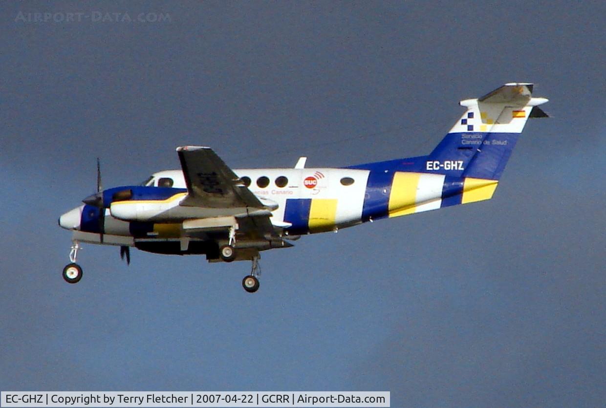 EC-GHZ, 1979 Beech 200 Super King Air C/N BB-555, Colouful Beech on approach at Lanzarote