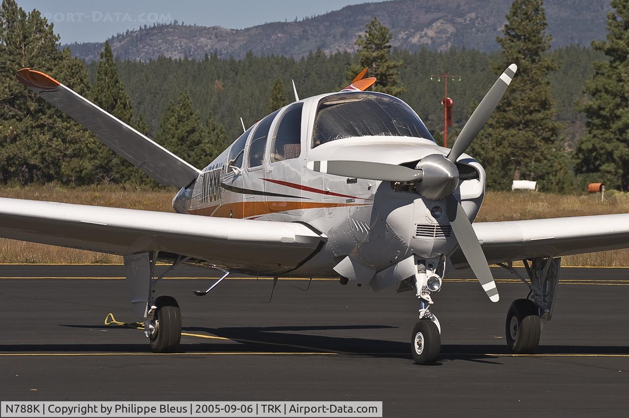 N788K, 1977 Beech V35B Bonanza C/N D-9992, A real quiet country airfield there at Truckee-Tahoe. High grass all over the place.