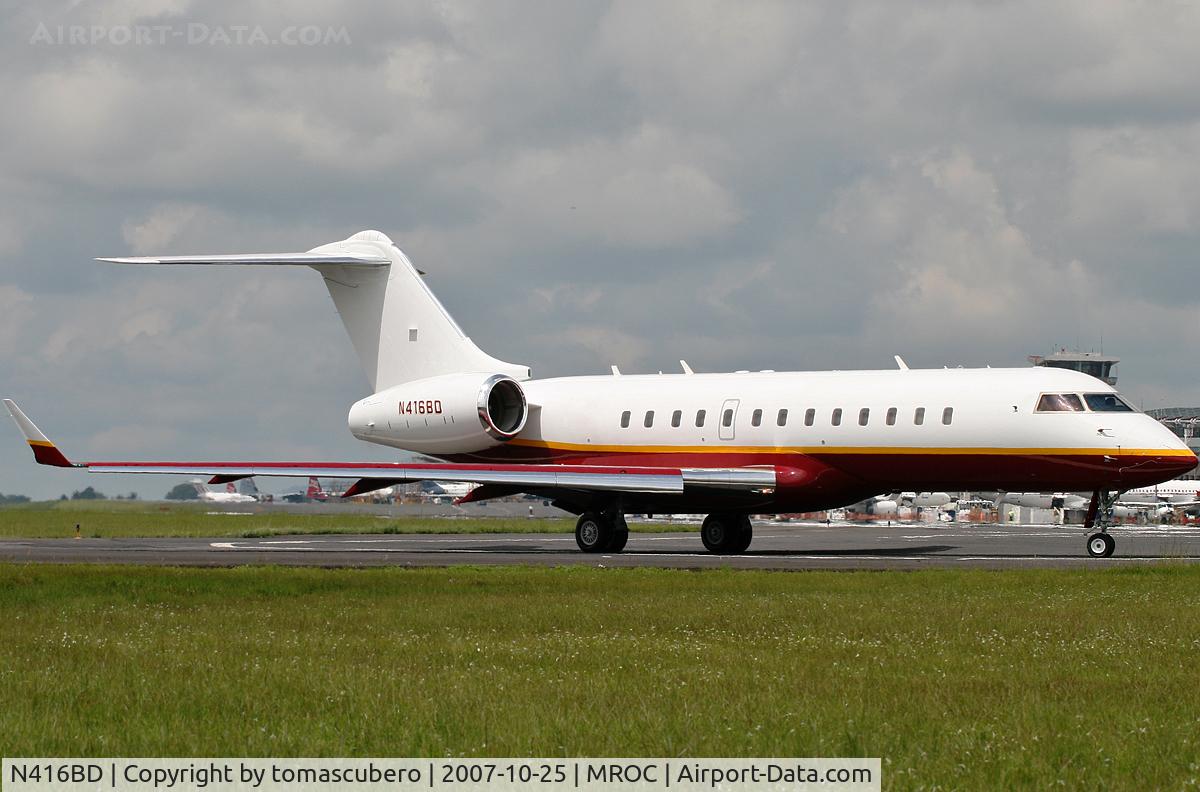 N416BD, 2000 Bombardier BD-700-1A10 Global Express C/N 9043, Global Express N416BD heading out for Guadalajara, Mexico after a quick visit at SJO. New in the DB.