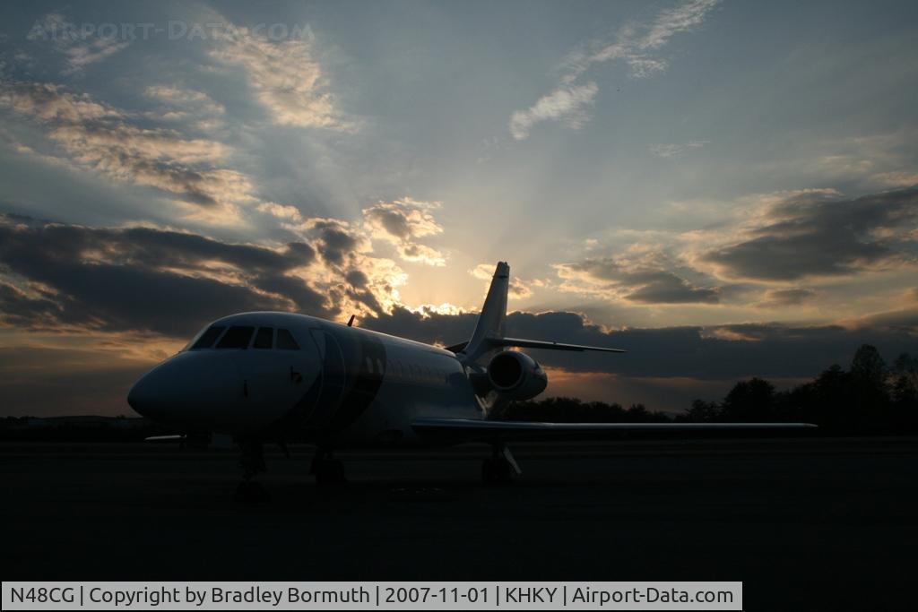 N48CG, 2008 Dassault Falcon 900EX C/N 212, Corning's Falcon at sunset.