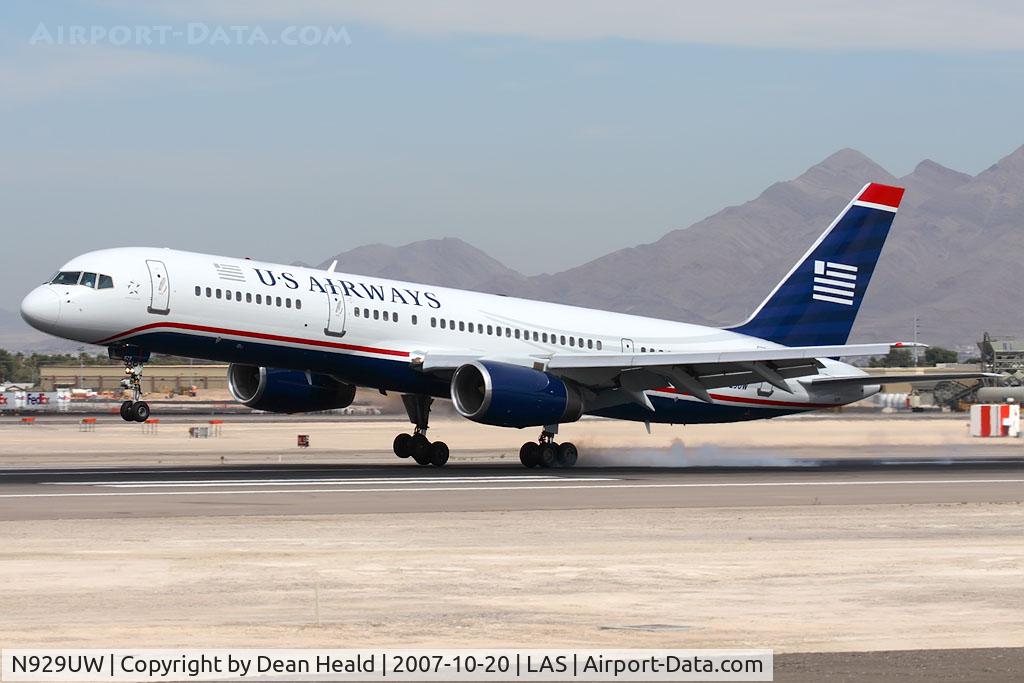 N929UW, 1993 Boeing 757-2B7 C/N 27144, US Airways N929UW (FLT USA1787) in new colors from Charlotte/Douglas Int'l (KCLT) landing on RWY 25L.