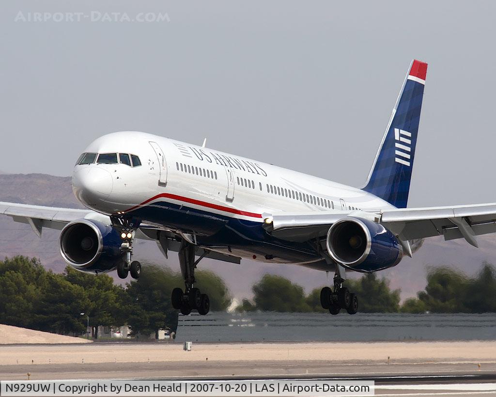 N929UW, 1993 Boeing 757-2B7 C/N 27144, US Airways N929UW (FLT USA1787) in new colors from Charlotte/Douglas Int'l (KCLT) landing RWY 25L.