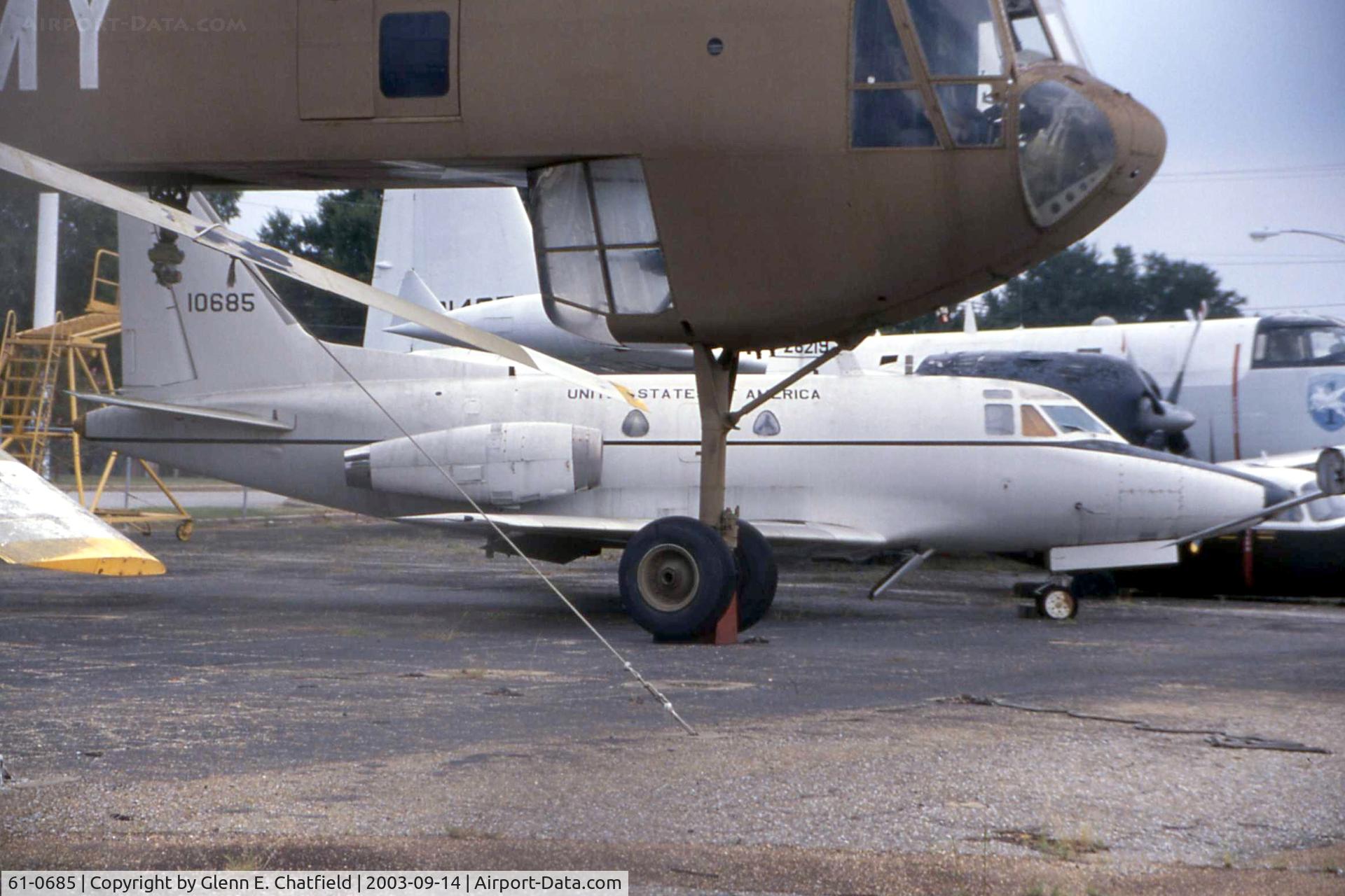 61-0685, 1961 North American CT-39A Sabreliner C/N 265-88, CT-39A at the Army Aviation Museum storage yard