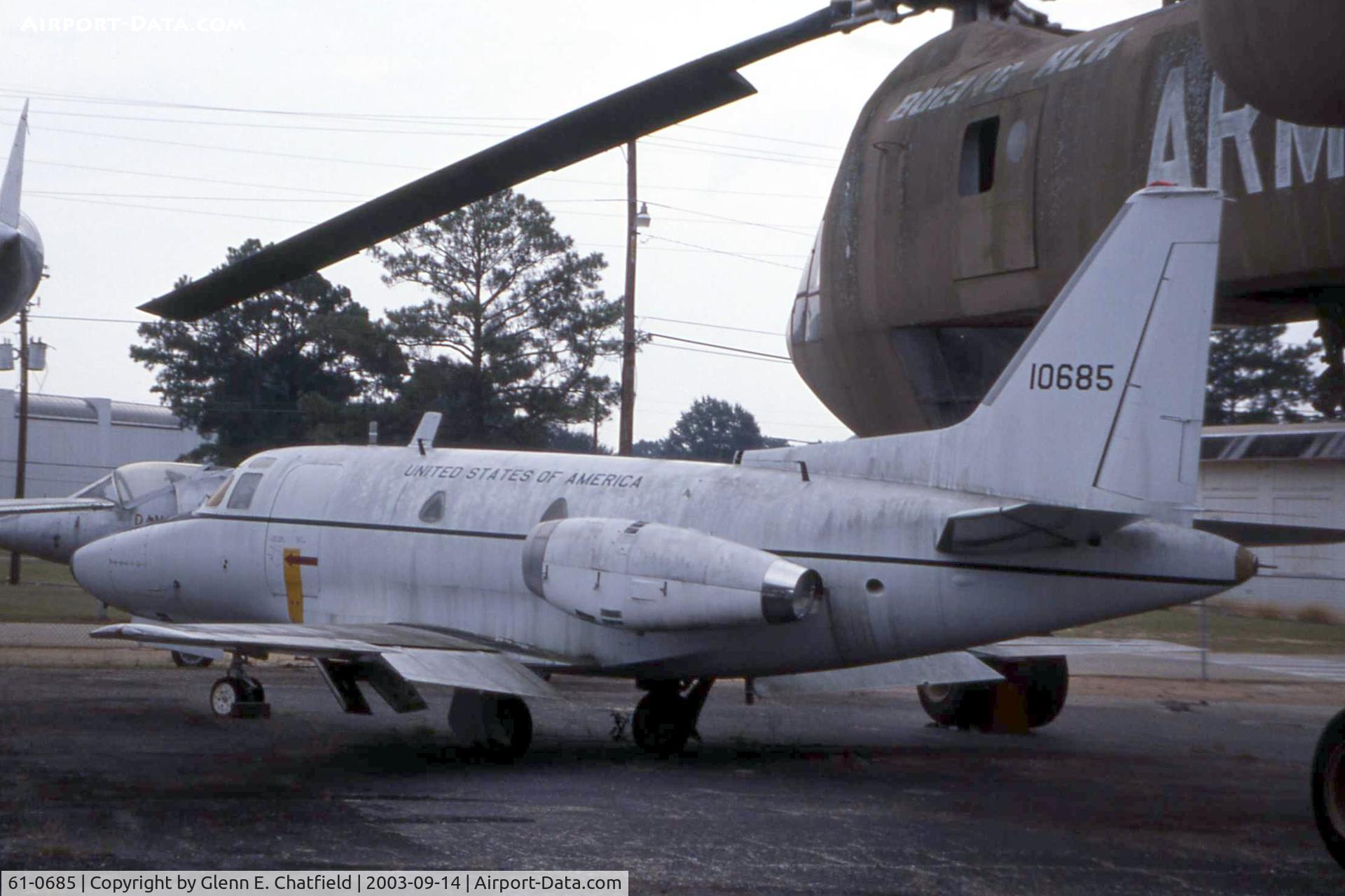 61-0685, 1961 North American CT-39A Sabreliner C/N 265-88, CT-39A at the Army Aviation Museum storage yard