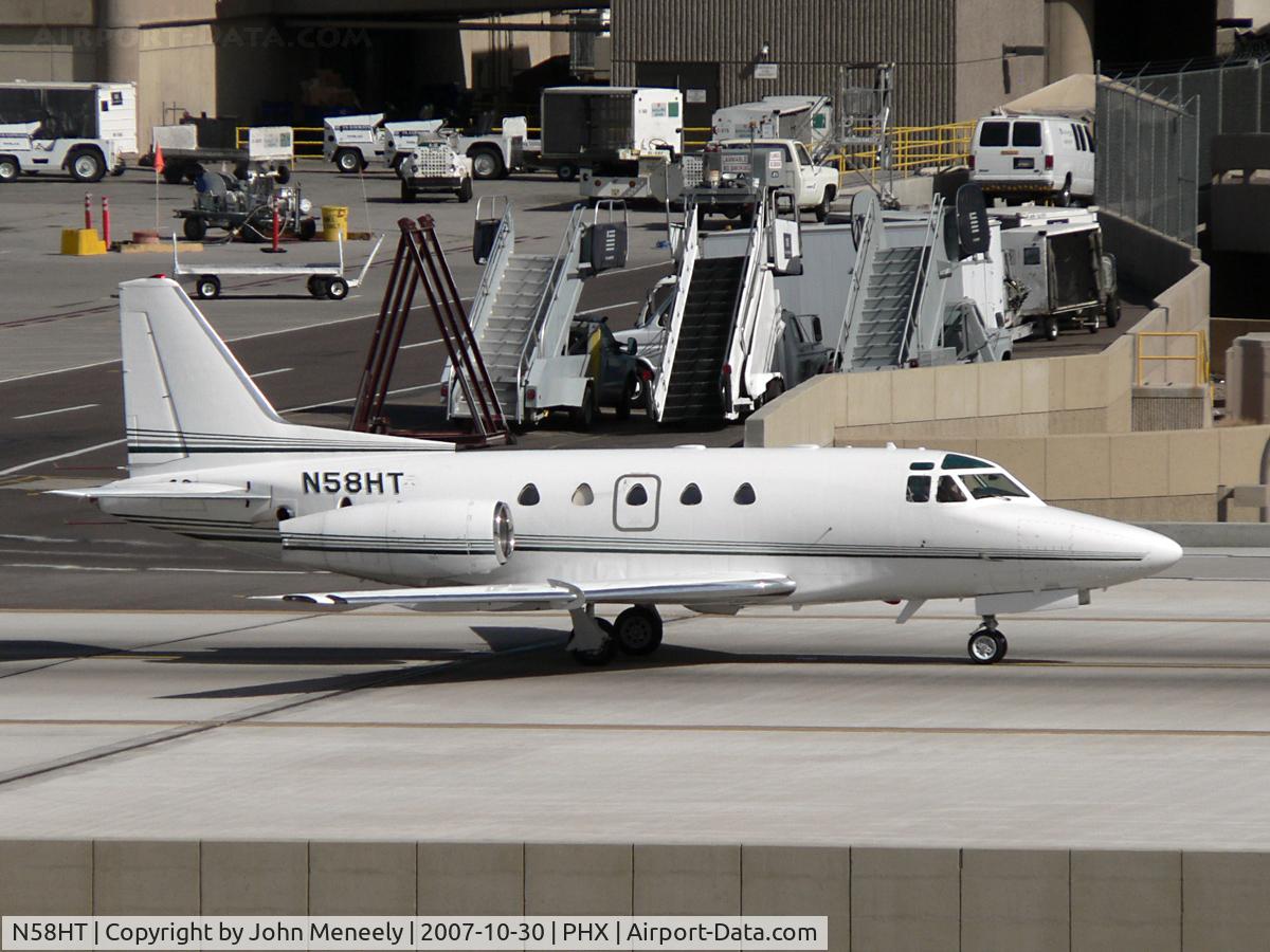 N58HT, 1981 Rockwell International NA-265-65 Sabreliner 65 C/N 465-70, Approaching the bridge between Terminals 3 & 4