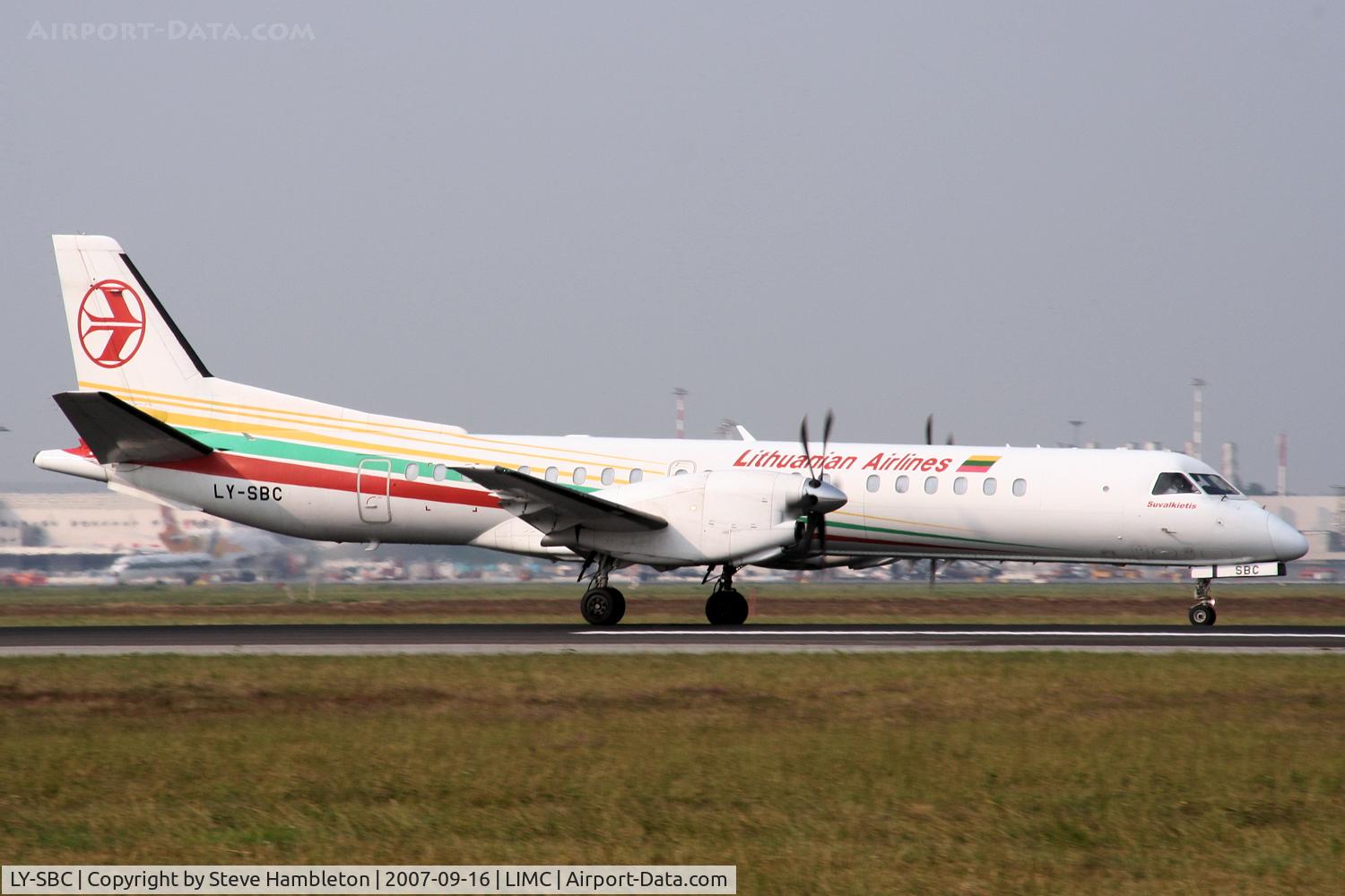 LY-SBC, 1995 Saab 2000 C/N 2000-025, Lithuanian SAAB 2000 landing at Milan Malpensa
