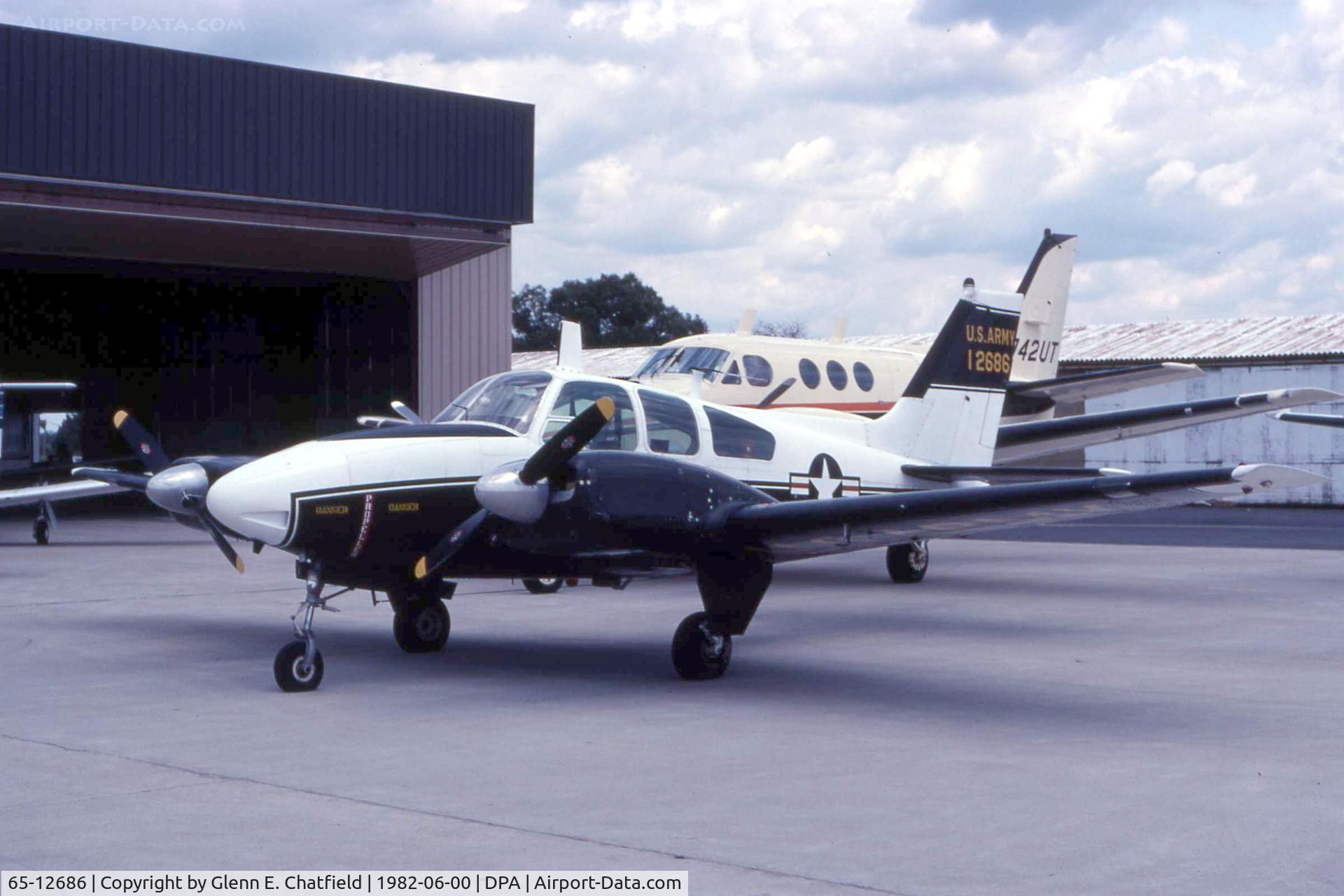 65-12686, 1965 Beech B-55 Baron (T-42A) C/N TF-8, T-42A 65-12686 at Chicago Beechcraft for service when still active Army