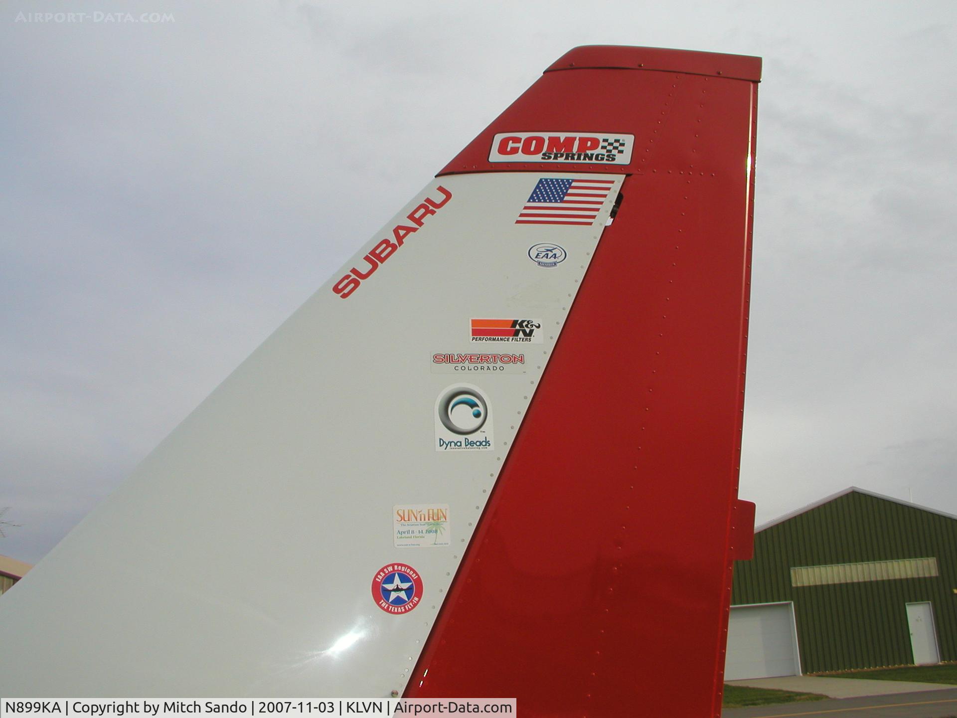 N899KA, 2005 Stoddard-Hamilton Glastar C/N 5899, Tied down at Airlake.