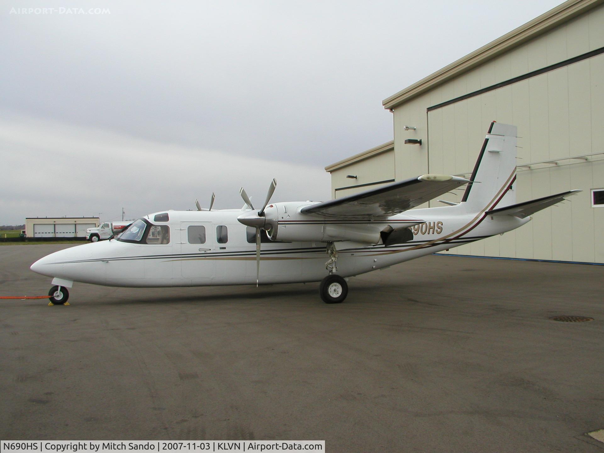 N690HS, 1978 Rockwell International 690B C/N 11431, Parked outside the Aircraft Resource Center Hangar.