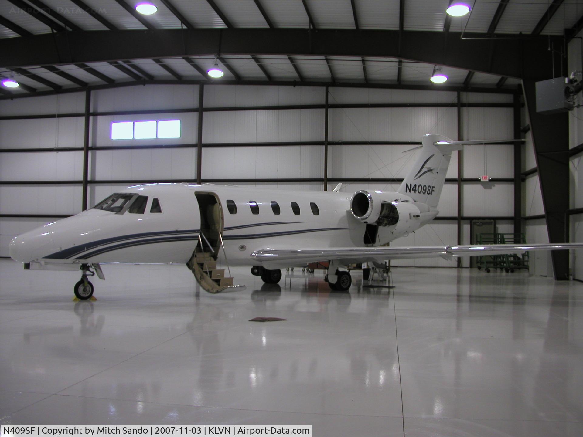 N409SF, 1984 Cessna 650 Citation C/N 650-0029, Parked inside the Aircraft Resource Center Hangar.