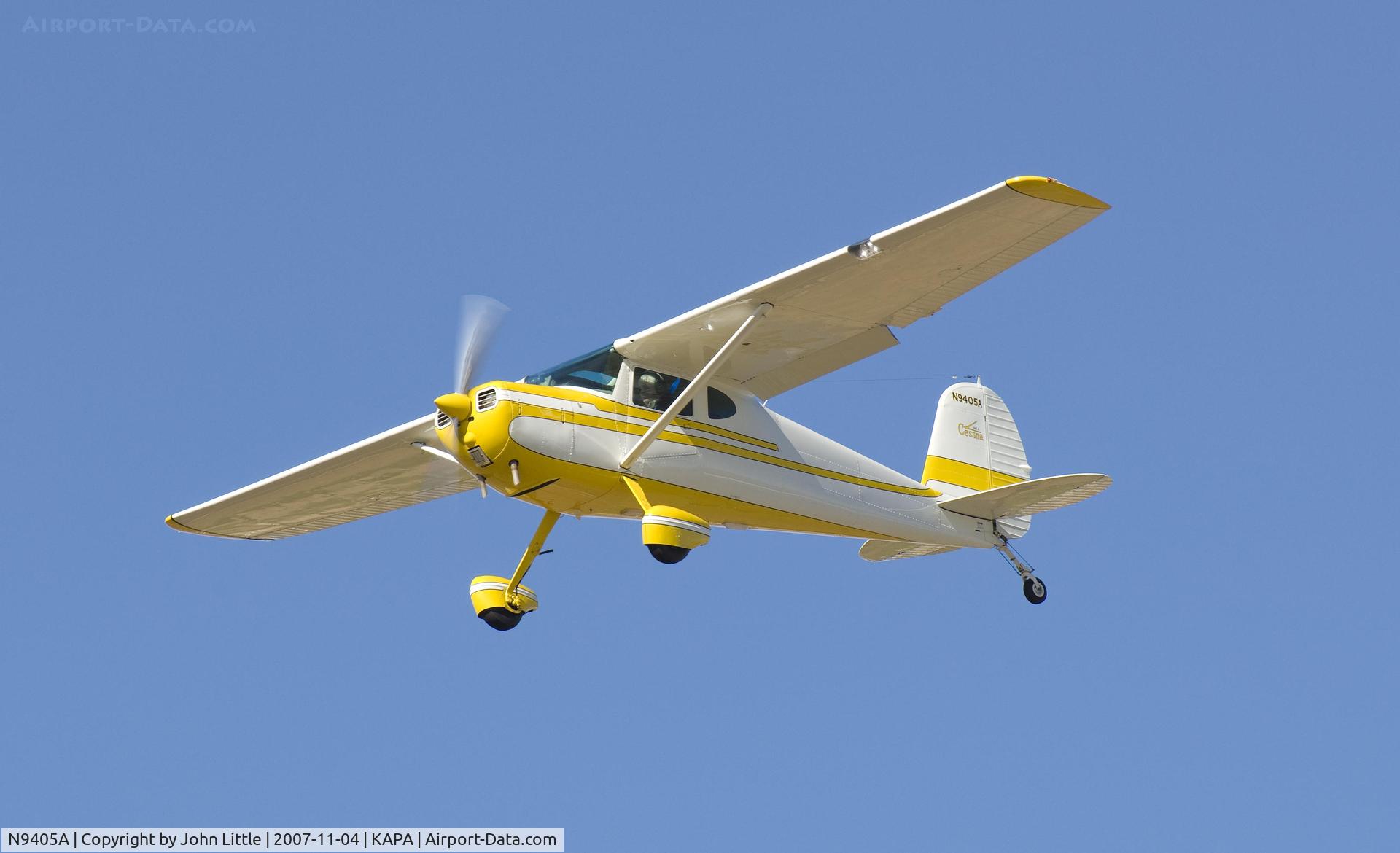 N9405A, 1949 Cessna 140A C/N 15226, Jack on approach with the 140B
