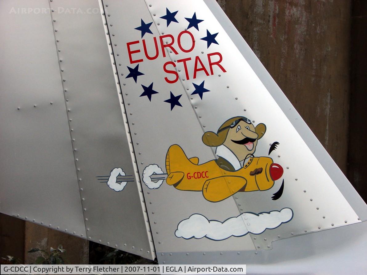G-CDCC, 2004 Aerotechnik EV-97A Eurostar C/N PFA 315A-14262, Closer view of this amusing tail art