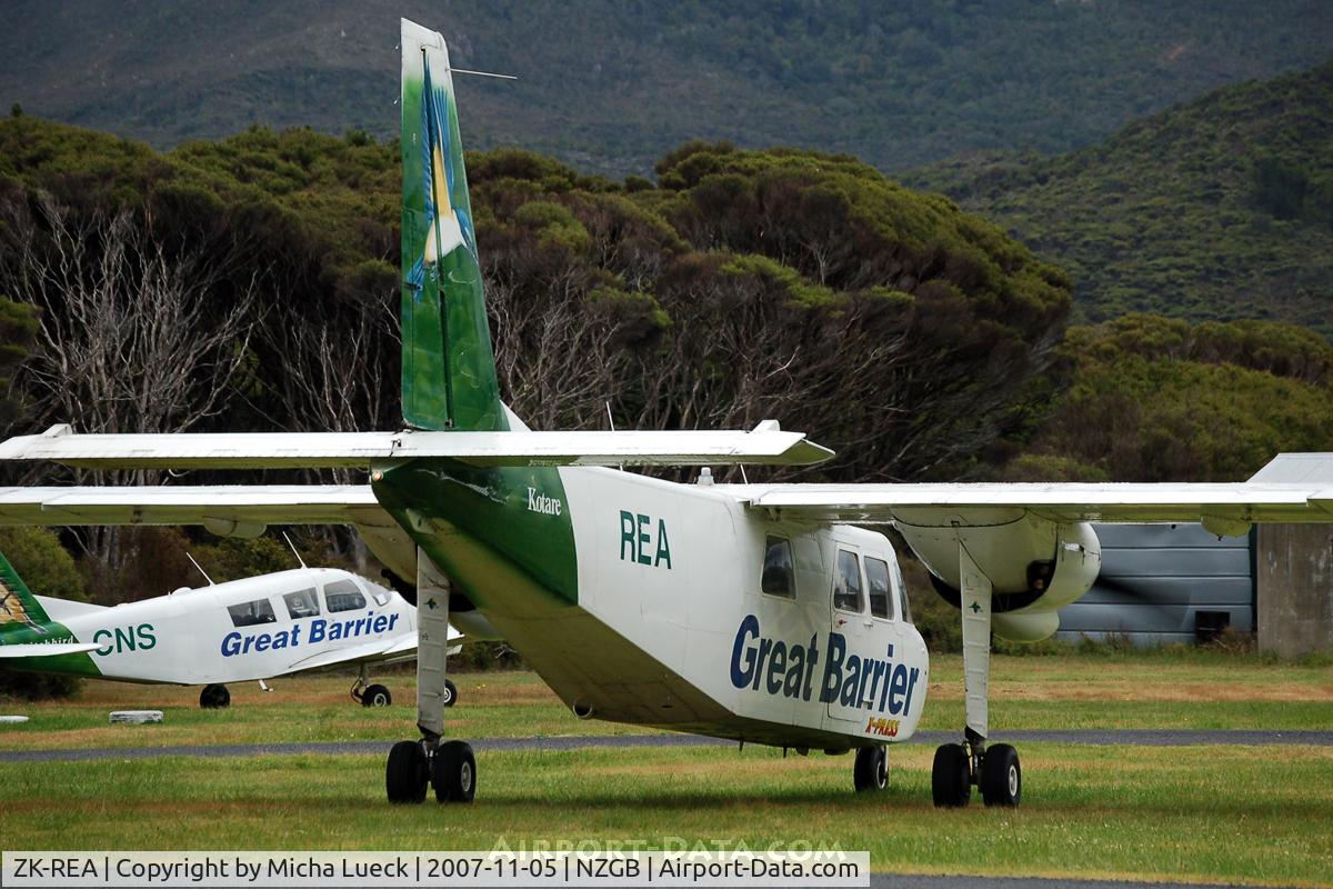 ZK-REA, Britten-Norman BN-2A-26 Islander C/N 43, Just arrived in Claris, Great Barrier Island