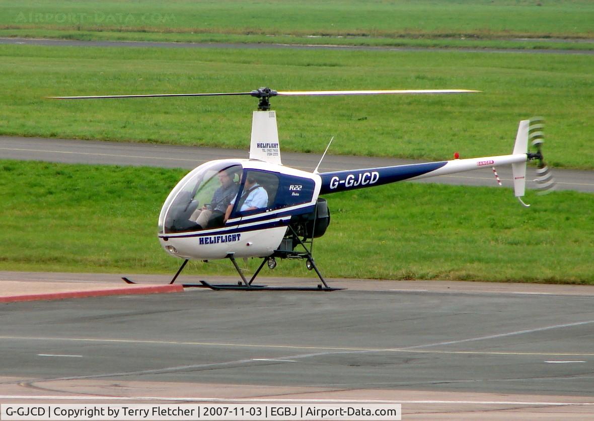 G-GJCD, 1989 Robinson R22 Beta C/N 0966, Busy late afternoon at Gloucestershire (Staverton) Airport