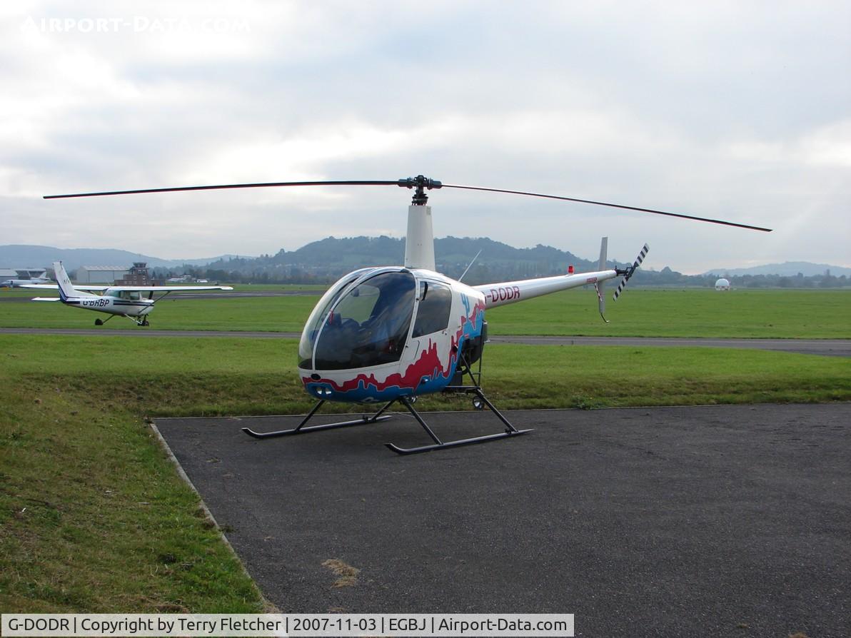 G-DODR, 1990 Robinson R22 Beta II C/N 1325, Busy late afternoon at Gloucestershire (Staverton) Airport