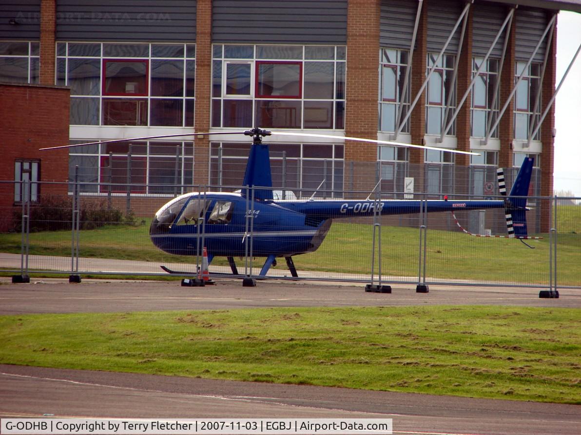 G-ODHB, 2005 Robinson R44 Raven II C/N 10985, Busy late afternoon at Gloucestershire (Staverton) Airport