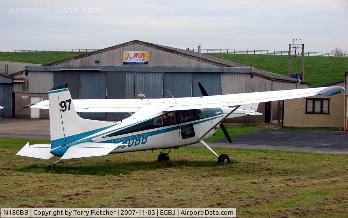 N180BB, 1979 Cessna 180K Skywagon C/N 18053103, Busy late afternoon at Gloucestershire (Staverton) Airport