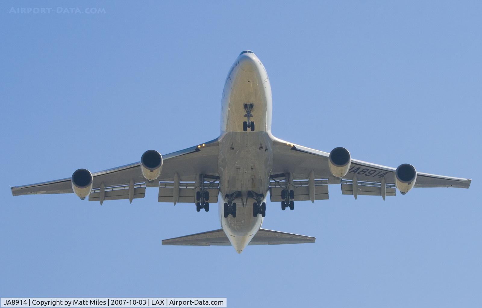 JA8914, 1998 Boeing 747-446 C/N 26360, Final for 25R at LAX